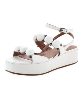 Alaia Bombe Chunky Platform Leather Sandals White Size 10